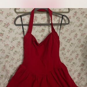 Elegant Red Halter Dress